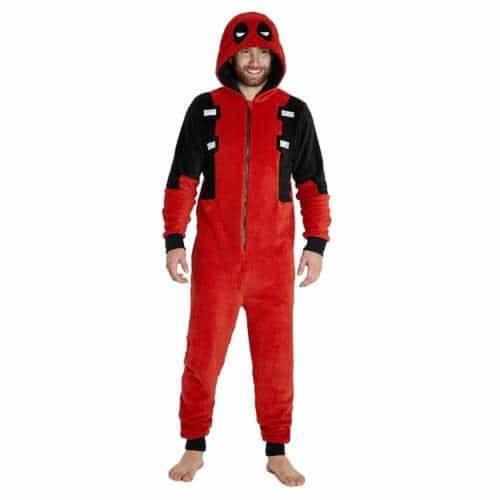 MARVEL Deadpool Mens Onesie, Men Fleece Hooded Onesies
