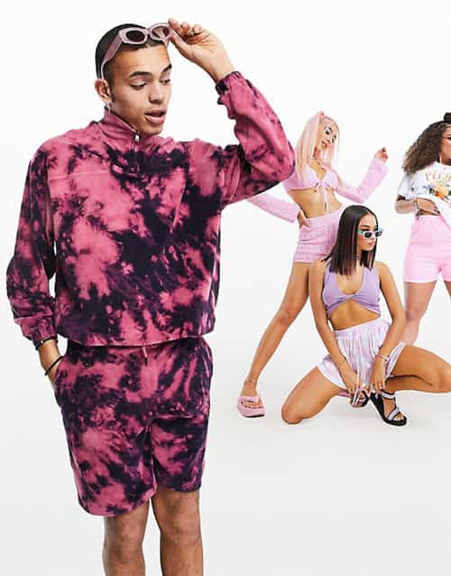 ASOS DESIGN oversized tie dye co-ord in towelling with chest print - £20.00!
