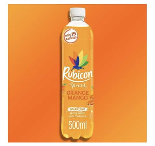24 x Rubicon Sparkling Spring Orange Mango 500ml Plastic Bottles
