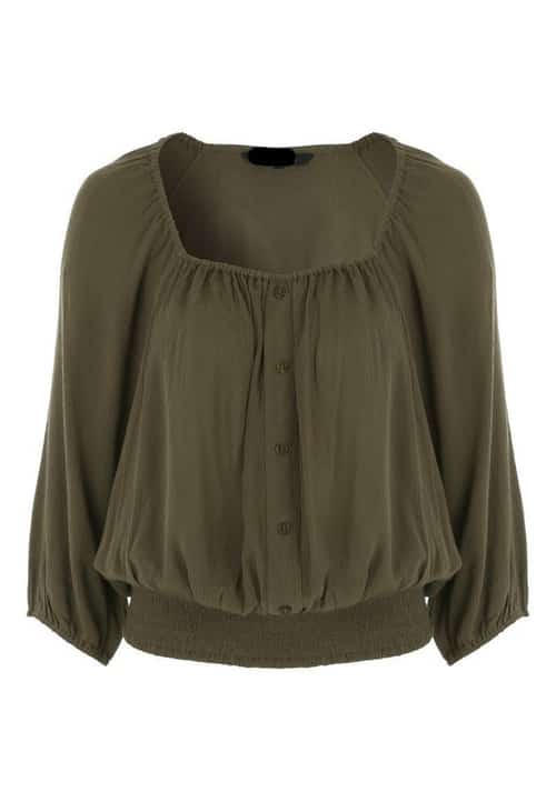 Famous Brand Khaki Square Neck Top