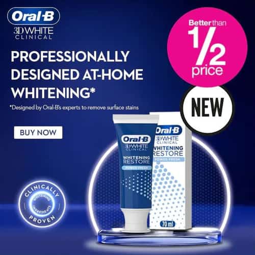 SALE - Oral-B 3D Clinical Whitening Power Fresh Toothpaste 70ml!