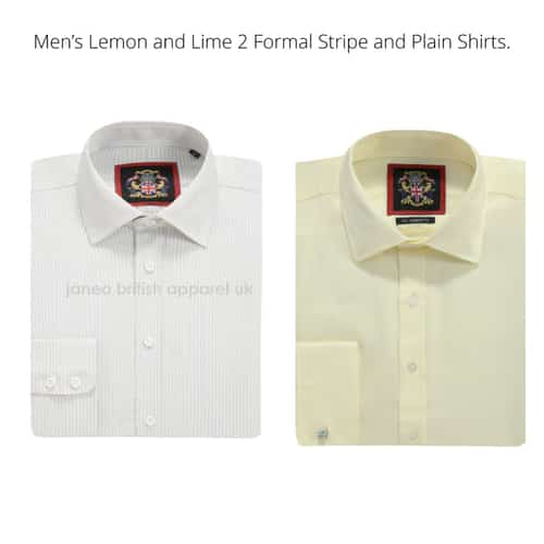 Men’s Lemon and Lime 2 Formal Stripe and Plain Shirts.