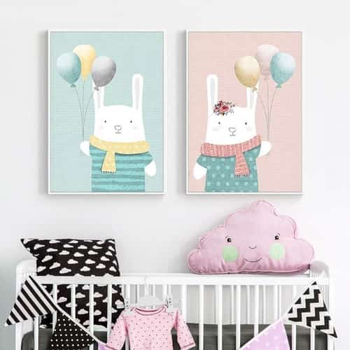 WIN - Set of 2 Rabbit Canvas Wall Art