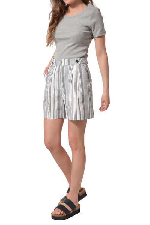 SALE - Ladies Striped Linen Shorts