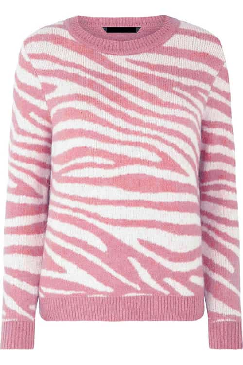Famous Store Zebra Print Crew Neck Jumper Rose