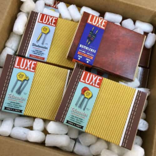 Now stocking vintage correct Luxe Radio tone capacitors and wiring. Bumblebee's, Grey Tiger, Blackgu