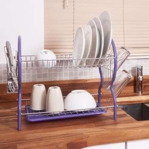 2 Tier Contempo Dish Drainer Rack with Drip Tray - Purple