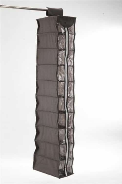 10 Zip Section Hanging Clothes Organiser Charcoal