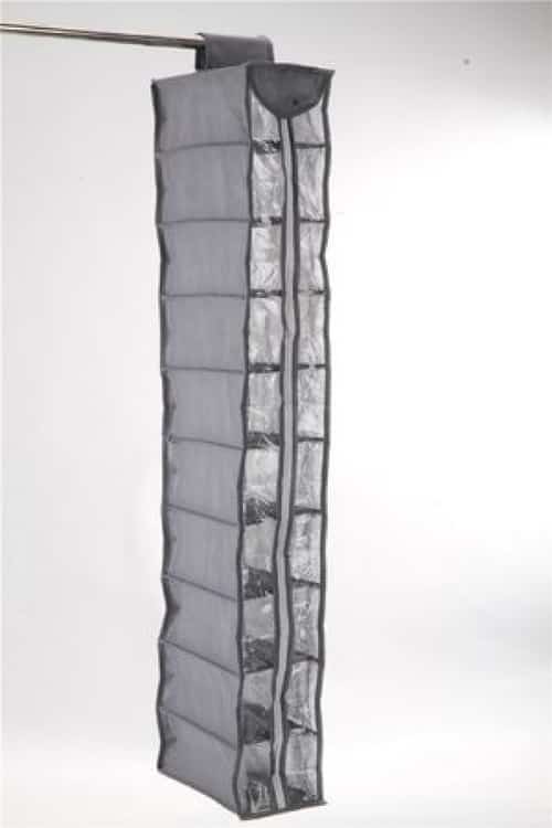 10 Zip Section Hanging Clothes Organiser Light Grey