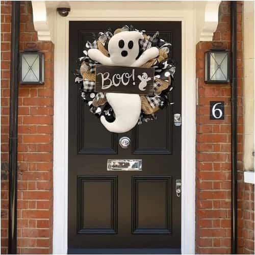 Halloween Friendly White Ghost Wreath