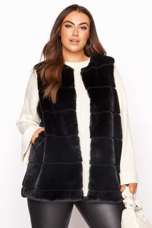 Black Pelted Faux Fur Gilet