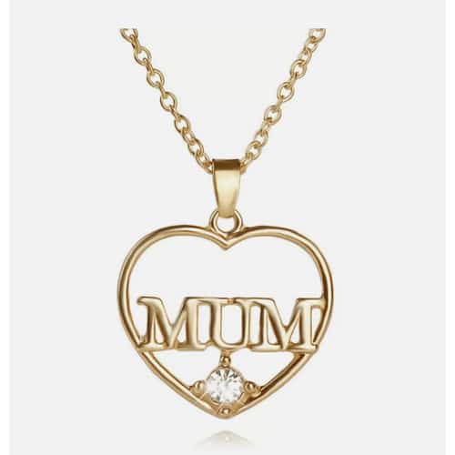MUM NECKLACE LOVE HEART PENDANTS GOLD
