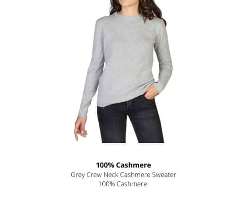 100% CASHMERE C-NECK-W GREY