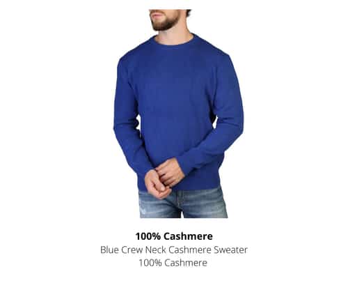 100% CASHMERE C-NECK-M BLUE