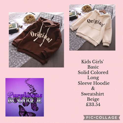 Kids Girls' Basic Solid Colored Long Sleeve Hoodie & Sweatshirt Beige 💥£33.54