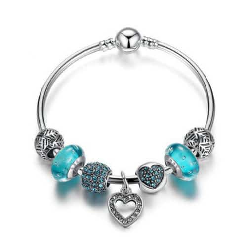 Blue Love Heart Charm Bangle Set - £6.99 was £21.99
