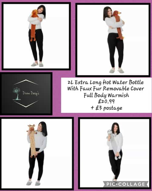 2L Extra Long Hot Water Bottle With Faux Fur Removable Cover Full Body Warmish £20.99 + £3 delivery