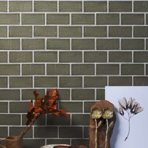 Seaton Crackle Ceramic Sage Tiles