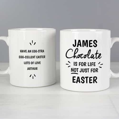 £11.99 - Free UK Delivery -  Personalised Chocolate Is For Life Easter Mug