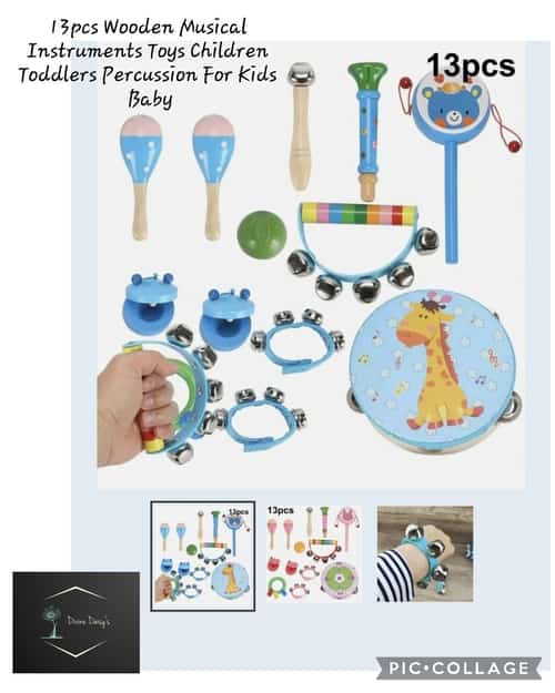 13pcs Wooden Musical Instruments Toys Children Toddlers Percussion For Kids Baby