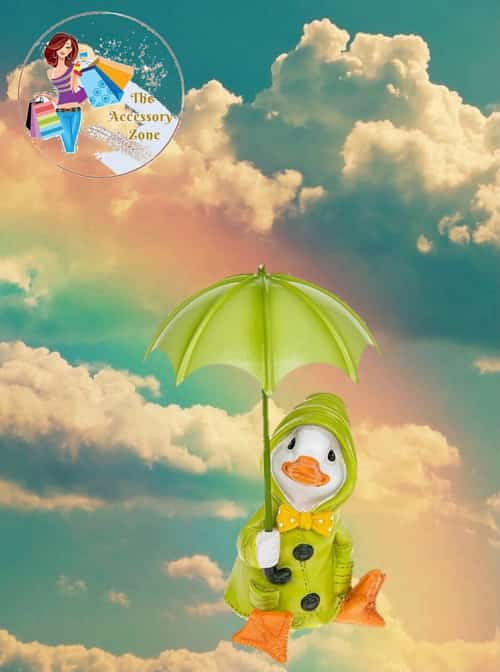 Sitting Puddle Duck with Brolly