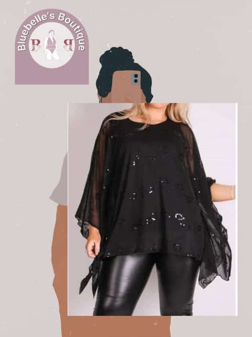 ASYMMETRIC SEQUIN TOP Plus Size