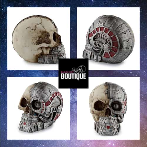 Steampunk Skull Ornament - Half Robot Head