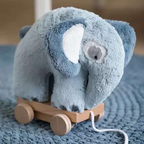 SAVE - Sebra Pull Along Elephant Soft Toy in Cloud Blue