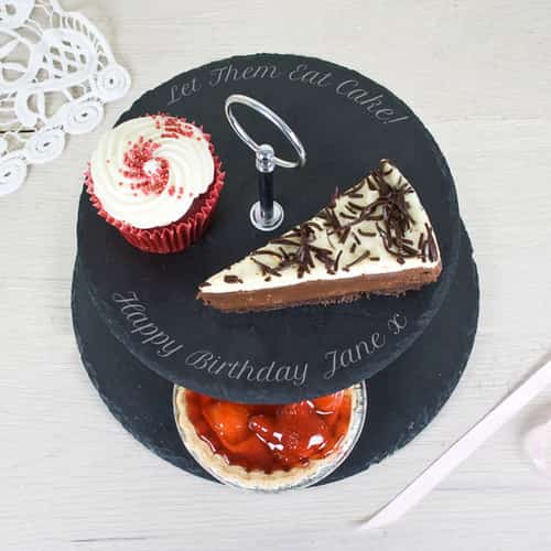 £24.99 Free UK Delivery -  Two Tiered Slate Cake Stand Personalised