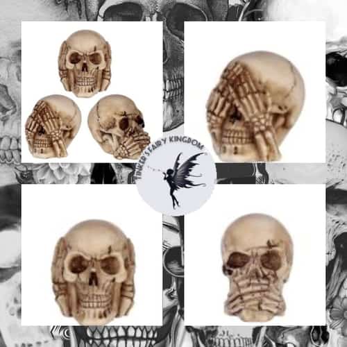 💀Set of 3 Small See No, Hear No, Speak No Evil Skulls💀