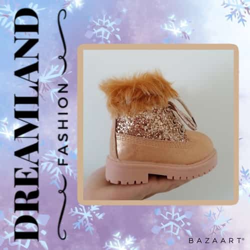 Kids Faux Fur Lined Boots - Champagne Now £9.00 Was £16.99