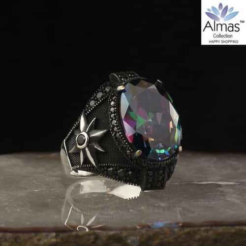 Alexandrite Stone 925 Sterling Silver Ring for Men