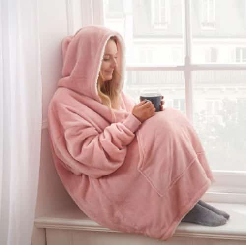 Blush Pink Super Soft Hoodie Blanket