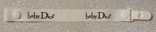 White and Black Baby Dior Dummyclip Pacifier Strap