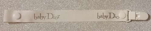 Baby Dior White and Silver Dummyclip Pacifier Strap