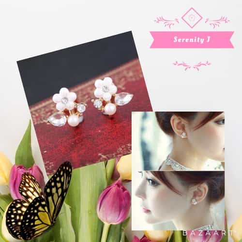 Zircon Flower Clip On Earrings £9.95