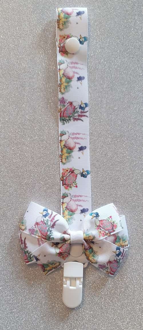 Jemima Puddleduck Bow Dummyclip Pacifier Strap
