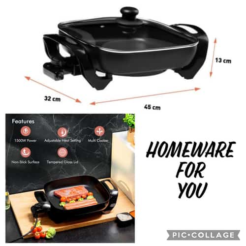 1500W Electric Skillet Multi Cooker Frying Pan Electric Wok