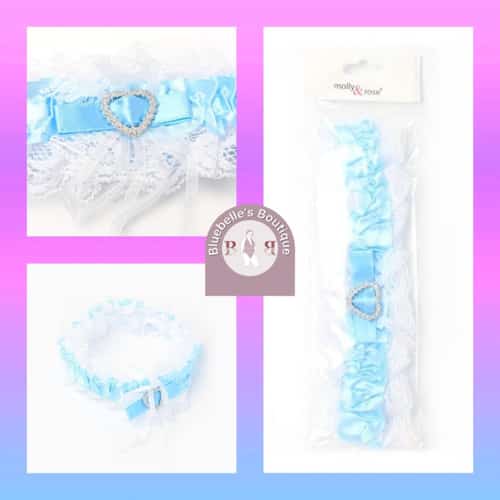 Blue ribbon garter with heart £6.99