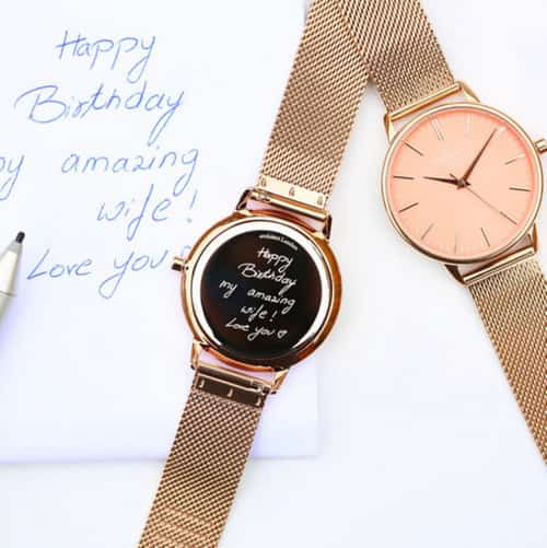 WAS £78.99 NOW £68.99 Free UK Delivery - Ladies Architēct Coral Rose Gold Mesh Strap Personalised