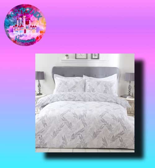 TRAILING LEAF REVERSIBLE DUVET SET GREY From £22