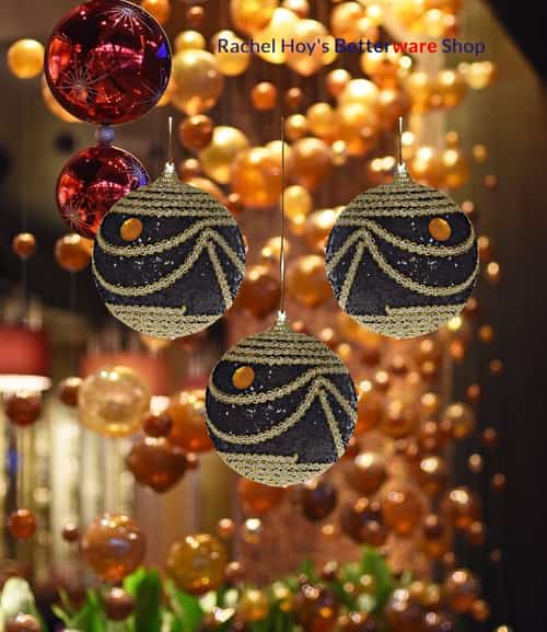 Pack Of Large Baubles - Black & Gold £ 9.09 inc. VAT In Stock