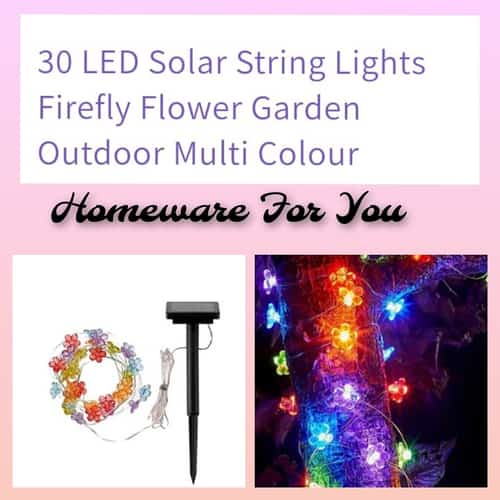 30 LED Solar String Lights Firefly Flower Garden Outdoor Multi Colour
