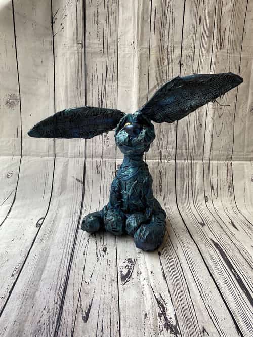 Hare made from recycled objects.