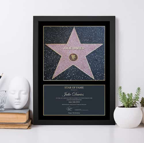 Framed Star of Fame Personalised Print  - Choose From Black or White Frame
