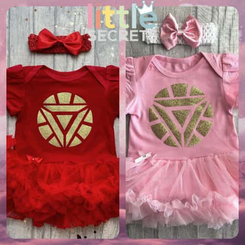 Iron Man Arc Reactor Superhero Baby Girl Tutu Romper With Matching Bow  £19.99