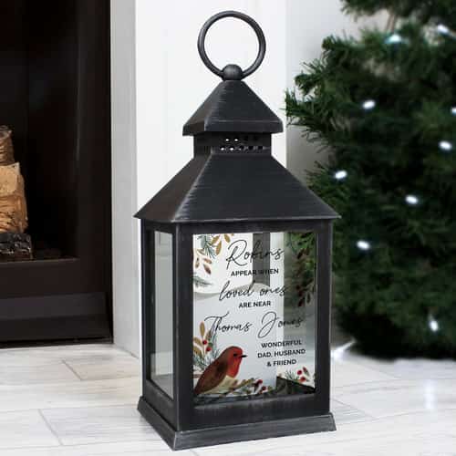 Personalised robins appear memorial lantern