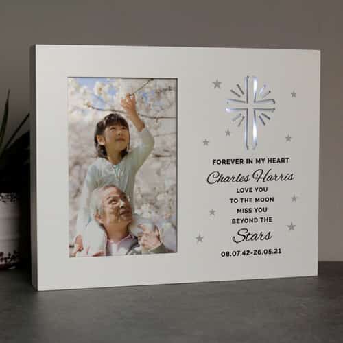 Cross LED Memorial Photo Frame Personalised