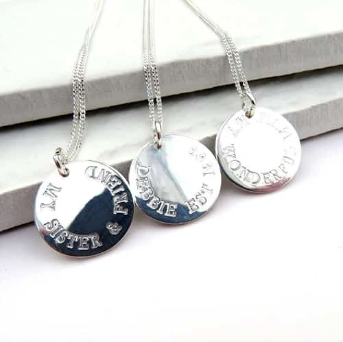 Personalised round disc necklace