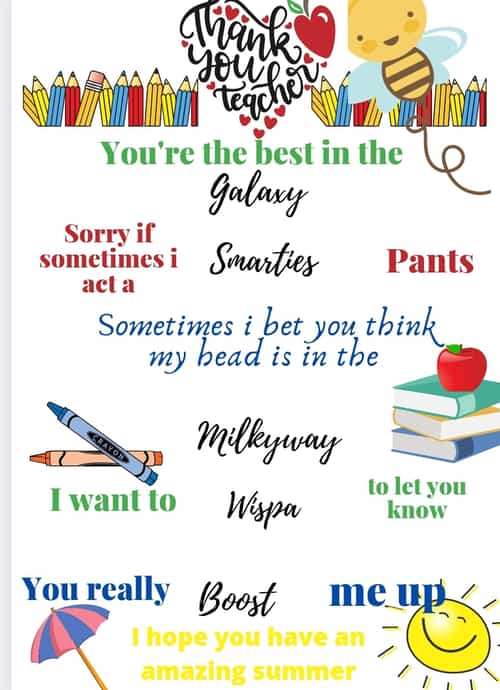 Teachers/school staff thank you chocolate boards
